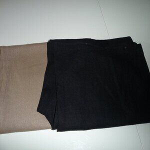 LINEN TWO PAIR WOMENS WIDE LEG LONG LINEN PANTS  TAN AND BLACK SIZE XL